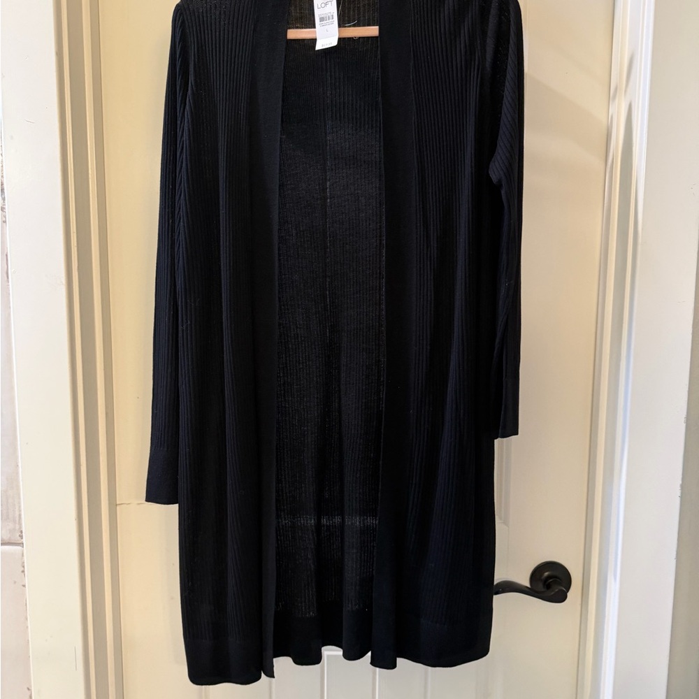 Loft Women's Black Open Front Cardigan Size large Brand new w/tags.